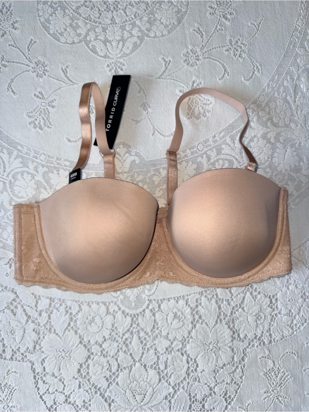 torrid‎ Nude Convertible Strapless T-Shirt Bra no slip latex free 40DD